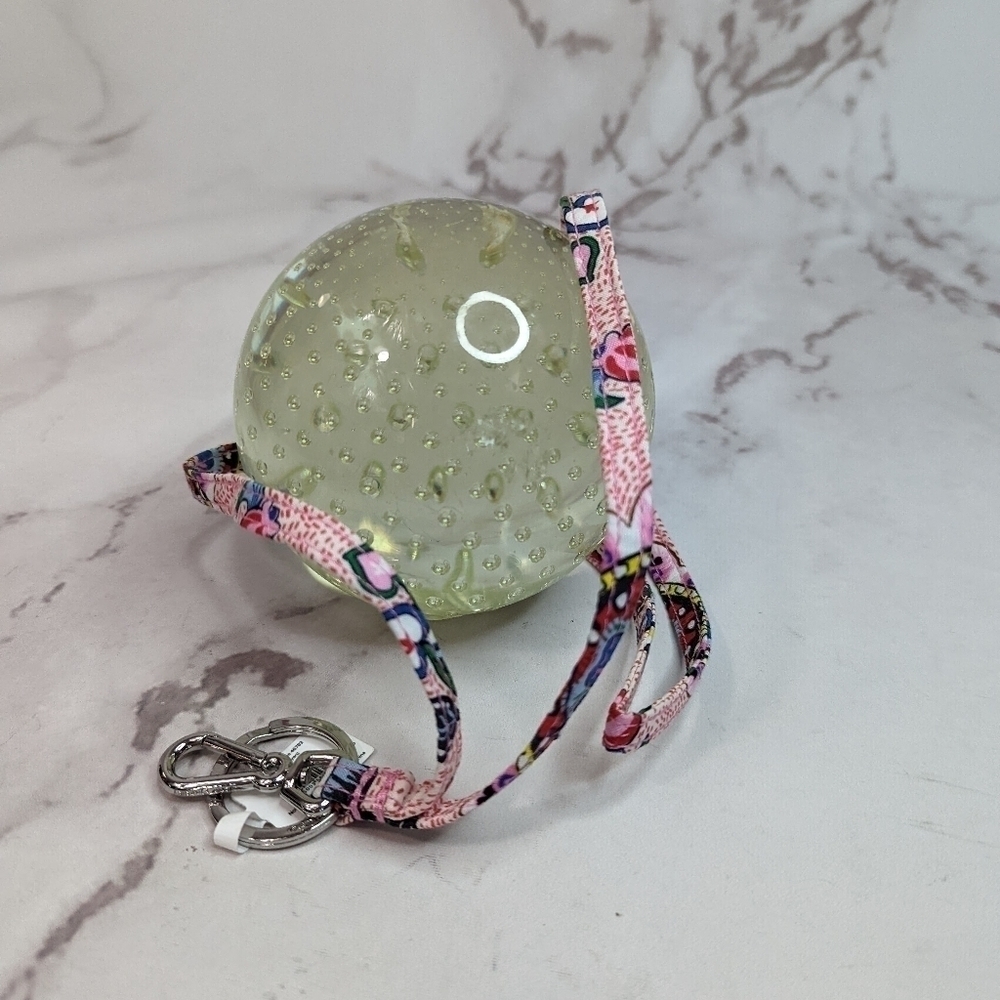 Vera Bradley Lanyard Key Ring Light Pink New Retired Stitched Flowers Iconic